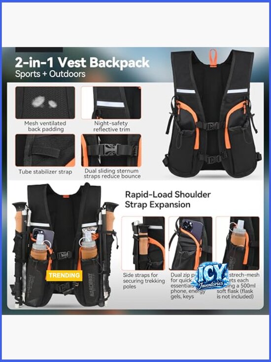 Lightweight Hydration Backpack with Vest Style Straps & 2.5L Water Bladder main image 7